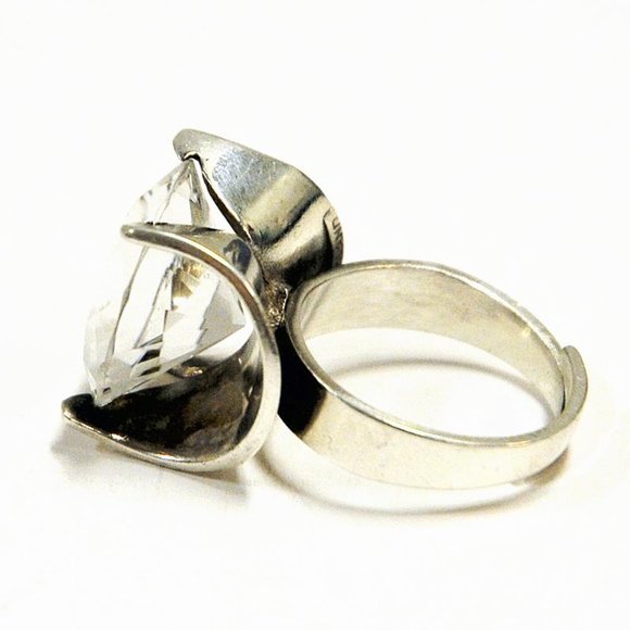 MINT Vintage, MCM, Rock Crystal Stone silver ring by Martti J Hyvärinen, Finland - Picture 8 of 12
